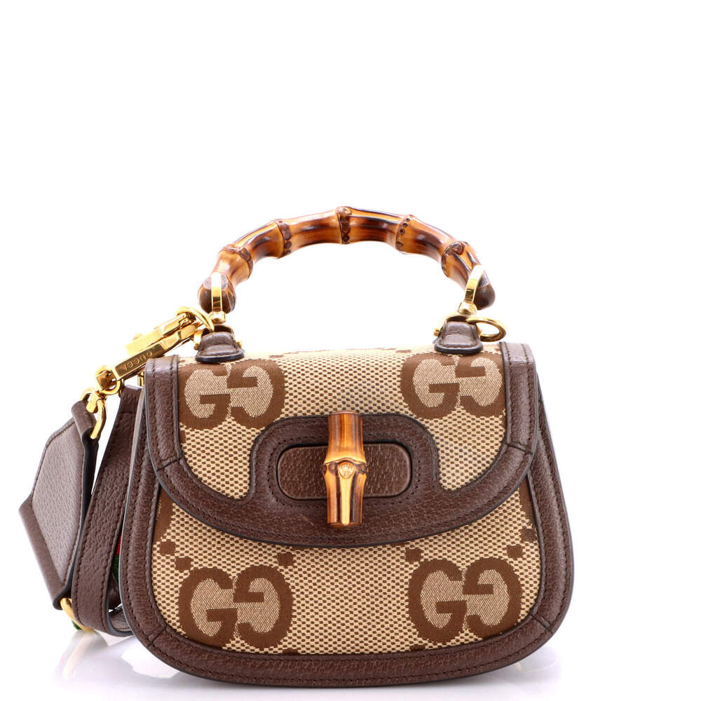 Gucci Mini Bamboo 1947 Top Handle Bag Jumbo GG Canvas